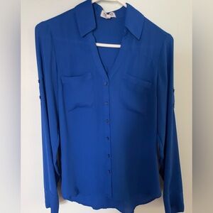 Express Women’s Royal Blue Portofino Shirt Button Down Shirt size XS